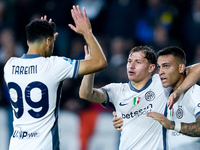 Lautaro Martinez of FC Internazionale celebrates with Nicolo' Barella after scoring third goal during the Serie A Enilive match between Empo...