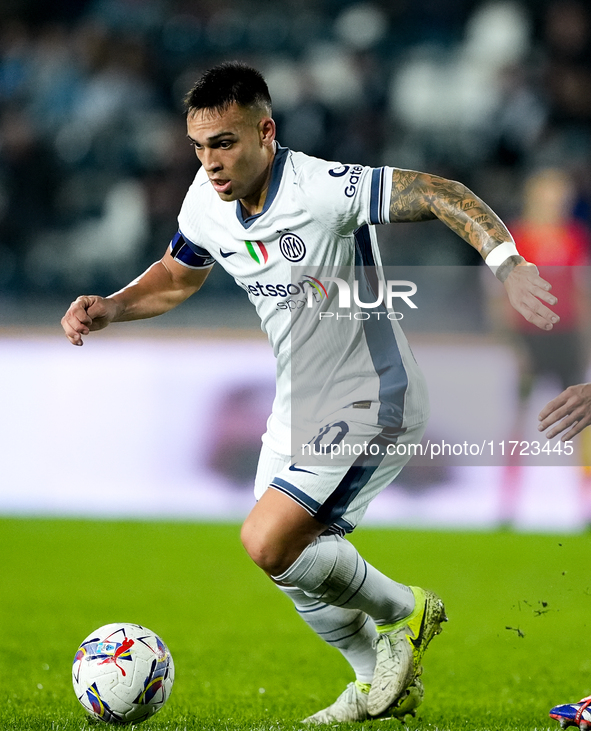 Lautaro Martinez of FC Internazionale in action during the Serie A Enilive match between Empoli FC and FC Internazionale at Stadio Carlo Cas...