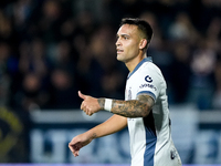 Lautaro Martinez of FC Internazionale gestures during the Serie A Enilive match between Empoli FC and FC Internazionale at Stadio Carlo Cast...