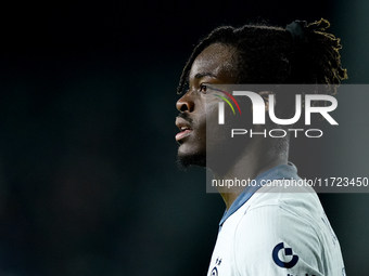 Yann Aurel Bisseck of FC Internazionale looks on during the Serie A Enilive match between Empoli FC and FC Internazionale at Stadio Carlo Ca...