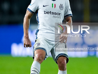 Davide Frattesi of FC Internazionale in action during the Serie A Enilive match between Empoli FC and FC Internazionale at Stadio Carlo Cast...