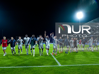 Players of FC Internazionale celebrate the victory at the end of the Serie A Enilive match between Empoli FC and FC Internazionale at Stadio...