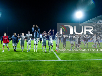 Players of FC Internazionale celebrate the victory at the end of the Serie A Enilive match between Empoli FC and FC Internazionale at Stadio...