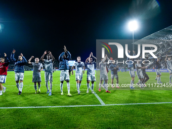 Players of FC Internazionale celebrate the victory at the end of the Serie A Enilive match between Empoli FC and FC Internazionale at Stadio...