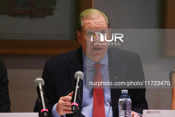 Julio Carranza Bolivar, president of the Association of Mexican Banks (AMB), speaks during a press conference on the country's economic grow...