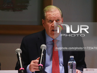 Julio Carranza Bolivar, president of the Association of Mexican Banks (AMB), speaks during a press conference on the country's economic grow...