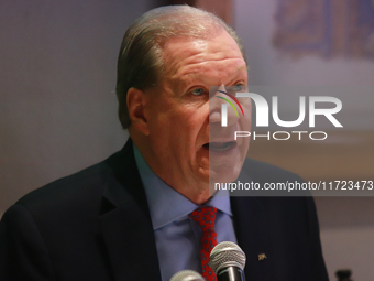 Julio Carranza Bolivar, president of the Association of Mexican Banks (AMB), speaks during a press conference on the country's economic grow...