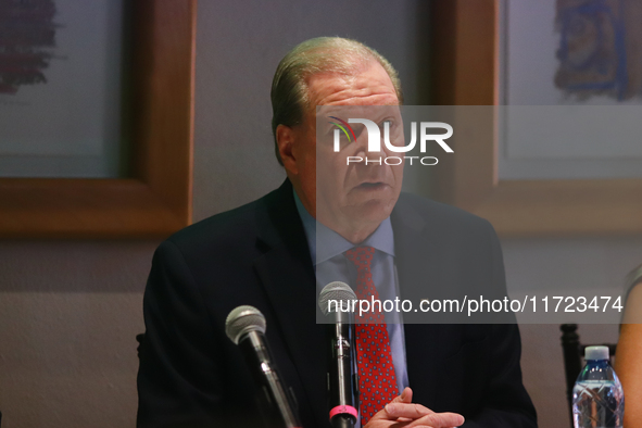 Julio Carranza Bolivar, president of the Association of Mexican Banks (AMB), speaks during a press conference on the country's economic grow...