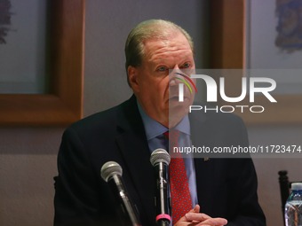 Julio Carranza Bolivar, president of the Association of Mexican Banks (AMB), speaks during a press conference on the country's economic grow...