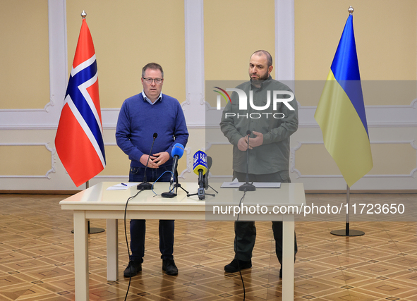 In Odesa, Ukraine, on October 30, 2024, the Minister of Defence of the Kingdom of Norway, Bjorn Arild Gram, and the Minister of Defence of U...