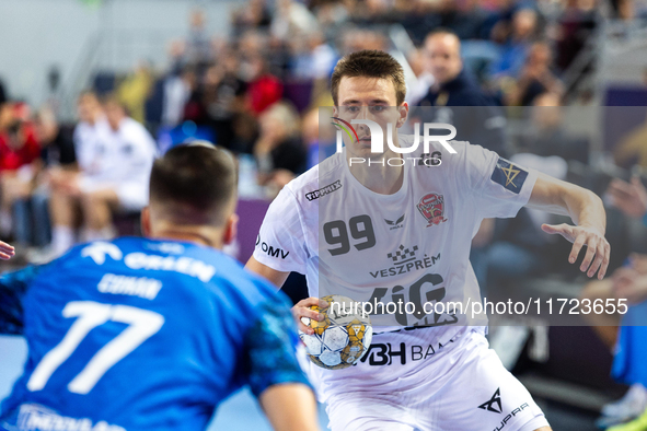 Sergei Mark Kosorotov  is playing during the match EHF Champions League Men match between  Orlen Wisla Plock and Veszprem HC in Plock, Polan...