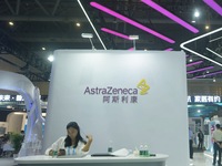 Visitors visit the stand of AstraZeneca in Hangzhou, China, on October 30, 2024. (