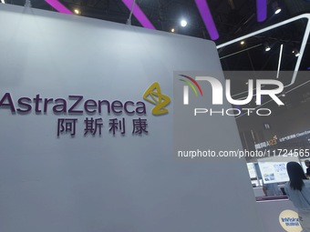 Visitors visit the stand of AstraZeneca in Hangzhou, China, on October 30, 2024. (