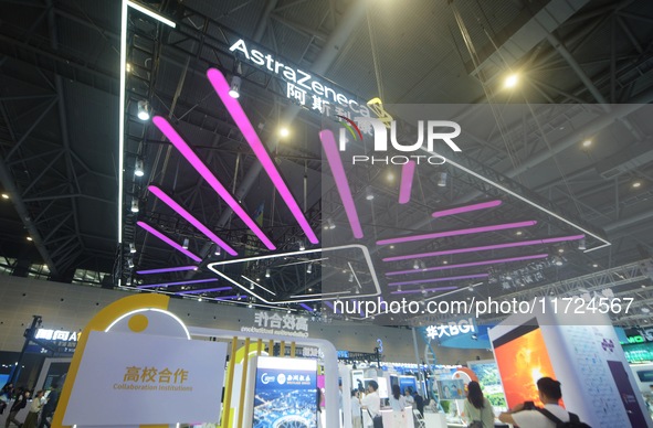 Visitors visit the stand of AstraZeneca in Hangzhou, China, on October 30, 2024. 