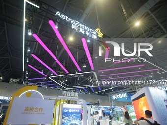 Visitors visit the stand of AstraZeneca in Hangzhou, China, on October 30, 2024. (