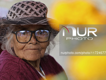 Women sell Cempasuchil flowers in the Tlahuac municipality in Mexico City, Mexico, on October 30, 2024, for the Day of the Dead on November...