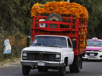 People attend a store to buy Cempasuchil flowers in the Tlahuac municipality in Mexico City, Mexico, on October 30, 2024, for the Day of the...