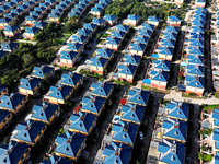 An aerial photo taken in Chengdong town, Hai'an City, Jiangsu province, China, on October 31, 2024, shows the residential area of farmers. (