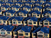 An aerial photo taken in Chengdong town, Hai'an City, Jiangsu province, China, on October 31, 2024, shows the residential area of farmers. (