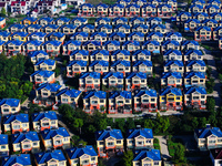 An aerial photo taken in Chengdong town, Hai'an City, Jiangsu province, China, on October 31, 2024, shows the residential area of farmers. (