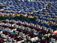 An aerial photo taken in Chengdong town, Hai'an City, Jiangsu province, China, on October 31, 2024, shows the residential area of farmers. (