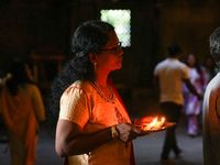 A Hindu devotee offers a prayer for Diwali at the Sri Ponnambala Vaneswarar Hindu temple in Colombo, Sri Lanka, on October 31, 2024. Diwali,...