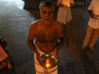 A Hindu devotee offers a prayer for Diwali at the Sri Ponnambala Vaneswarar Hindu temple in Colombo, Sri Lanka, on October 31, 2024. Diwali,...