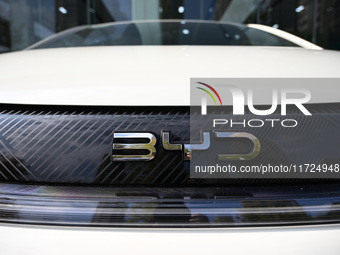 A car is displayed at a BYD 4S shop in Nanjing, China, on October 31, 2024. On October 31, 2024, BYD announces that its operating income in...