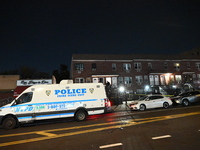 Two men and one woman die in a shooting in the Longwood section of Bronx, New York, United States, on October 30, 2024. Police investigate a...