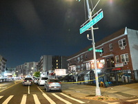 Two men and one woman die in a shooting in the Longwood section of Bronx, New York, United States, on October 30, 2024. Police investigate a...