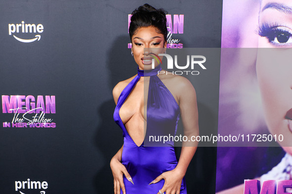 Megan Thee Stallion (Megan Jovon Ruth Pete) arrives at the Los Angeles Premiere Of Amazon Prime Video's 'Megan Thee Stallion: In Her Words'...