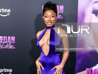 Megan Thee Stallion (Megan Jovon Ruth Pete) arrives at the Los Angeles Premiere Of Amazon Prime Video's 'Megan Thee Stallion: In Her Words'...