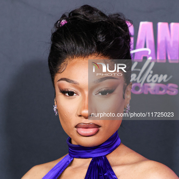 Megan Thee Stallion (Megan Jovon Ruth Pete) arrives at the Los Angeles Premiere Of Amazon Prime Video's 'Megan Thee Stallion: In Her Words'...