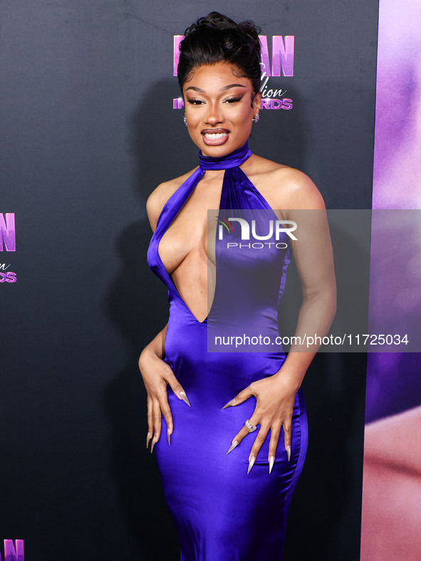 Megan Thee Stallion (Megan Jovon Ruth Pete) arrives at the Los Angeles Premiere Of Amazon Prime Video's 'Megan Thee Stallion: In Her Words'...