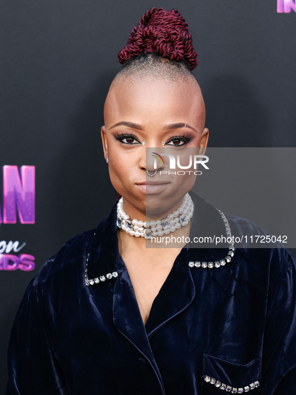 Nneka Onuorah arrives at the Los Angeles Premiere Of Amazon Prime Video's 'Megan Thee Stallion: In Her Words' held at the TCL Chinese Theatr...