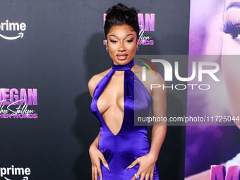 Megan Thee Stallion (Megan Jovon Ruth Pete) arrives at the Los Angeles Premiere Of Amazon Prime Video's 'Megan Thee Stallion: In Her Words'...