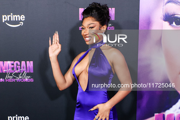 Megan Thee Stallion (Megan Jovon Ruth Pete) arrives at the Los Angeles Premiere Of Amazon Prime Video's 'Megan Thee Stallion: In Her Words'...