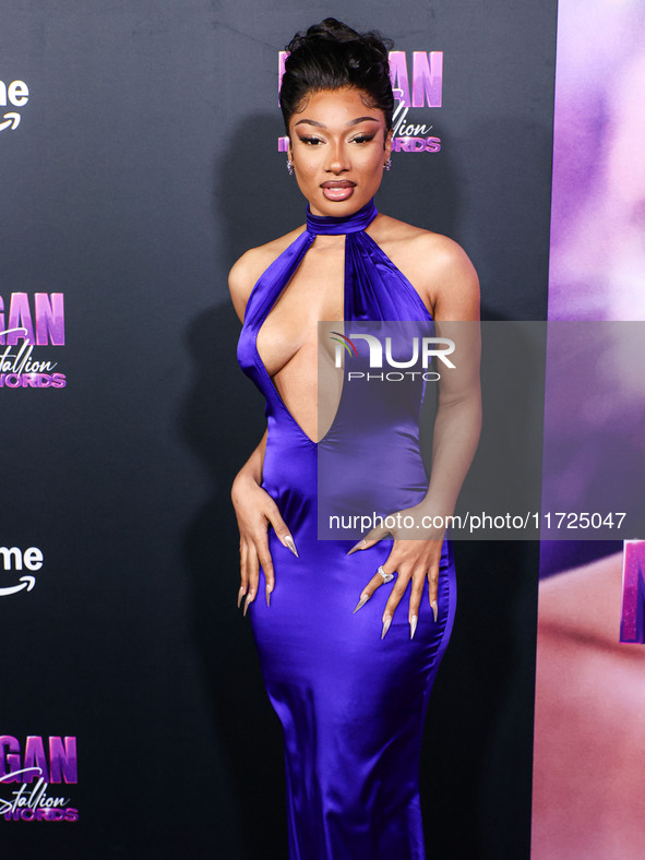 Megan Thee Stallion (Megan Jovon Ruth Pete) arrives at the Los Angeles Premiere Of Amazon Prime Video's 'Megan Thee Stallion: In Her Words'...