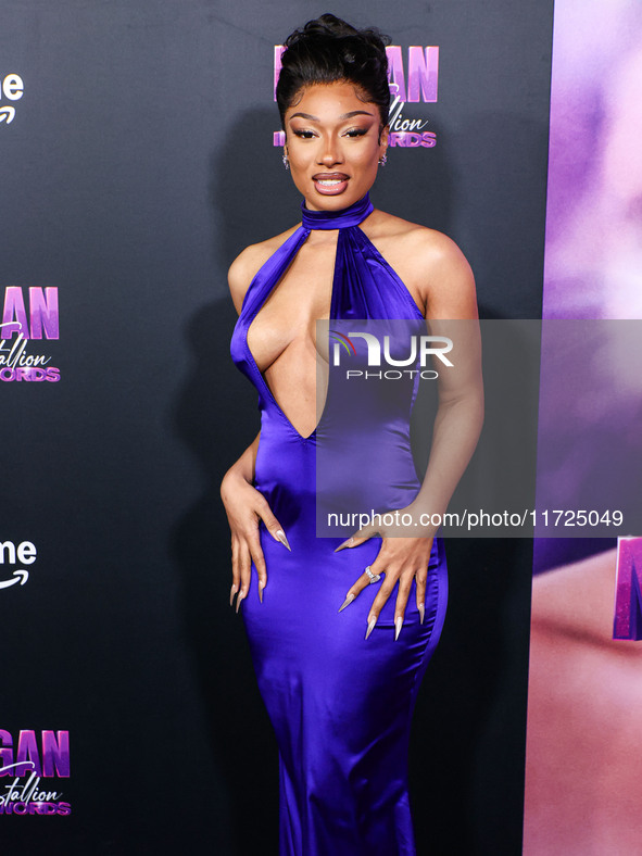 Megan Thee Stallion (Megan Jovon Ruth Pete) arrives at the Los Angeles Premiere Of Amazon Prime Video's 'Megan Thee Stallion: In Her Words'...