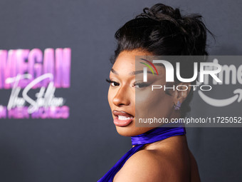 Megan Thee Stallion (Megan Jovon Ruth Pete) arrives at the Los Angeles Premiere Of Amazon Prime Video's 'Megan Thee Stallion: In Her Words'...