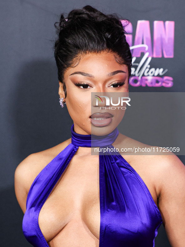 Megan Thee Stallion (Megan Jovon Ruth Pete) arrives at the Los Angeles Premiere Of Amazon Prime Video's 'Megan Thee Stallion: In Her Words'...