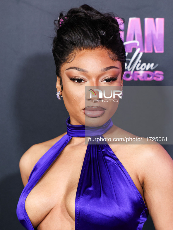 Megan Thee Stallion (Megan Jovon Ruth Pete) arrives at the Los Angeles Premiere Of Amazon Prime Video's 'Megan Thee Stallion: In Her Words'...