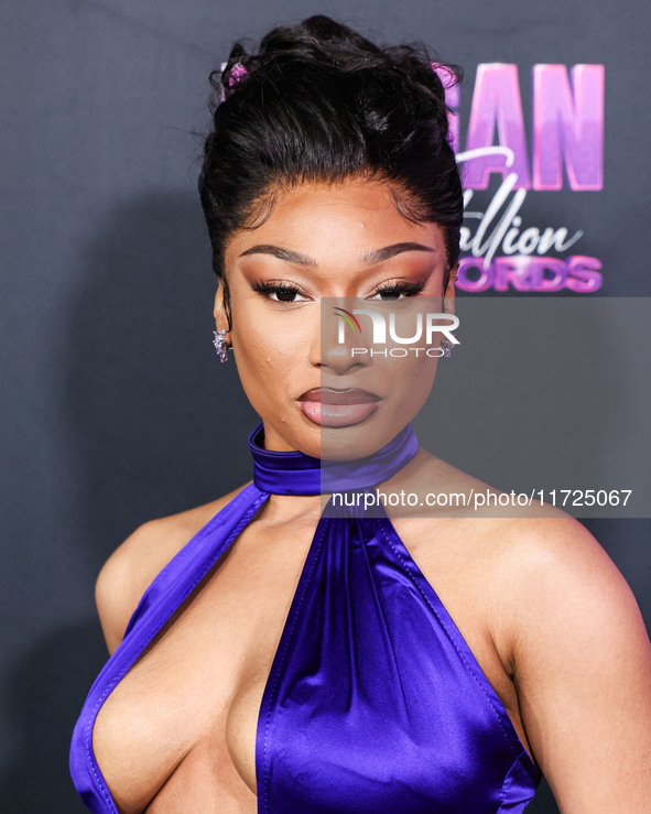 Megan Thee Stallion (Megan Jovon Ruth Pete) arrives at the Los Angeles Premiere Of Amazon Prime Video's 'Megan Thee Stallion: In Her Words'...