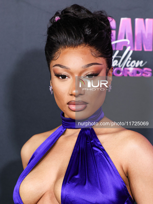 Megan Thee Stallion (Megan Jovon Ruth Pete) arrives at the Los Angeles Premiere Of Amazon Prime Video's 'Megan Thee Stallion: In Her Words'...