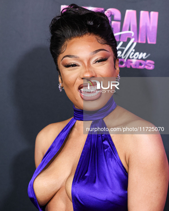 Megan Thee Stallion (Megan Jovon Ruth Pete) arrives at the Los Angeles Premiere Of Amazon Prime Video's 'Megan Thee Stallion: In Her Words'...