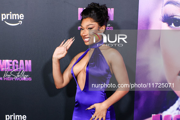 Megan Thee Stallion (Megan Jovon Ruth Pete) arrives at the Los Angeles Premiere Of Amazon Prime Video's 'Megan Thee Stallion: In Her Words'...