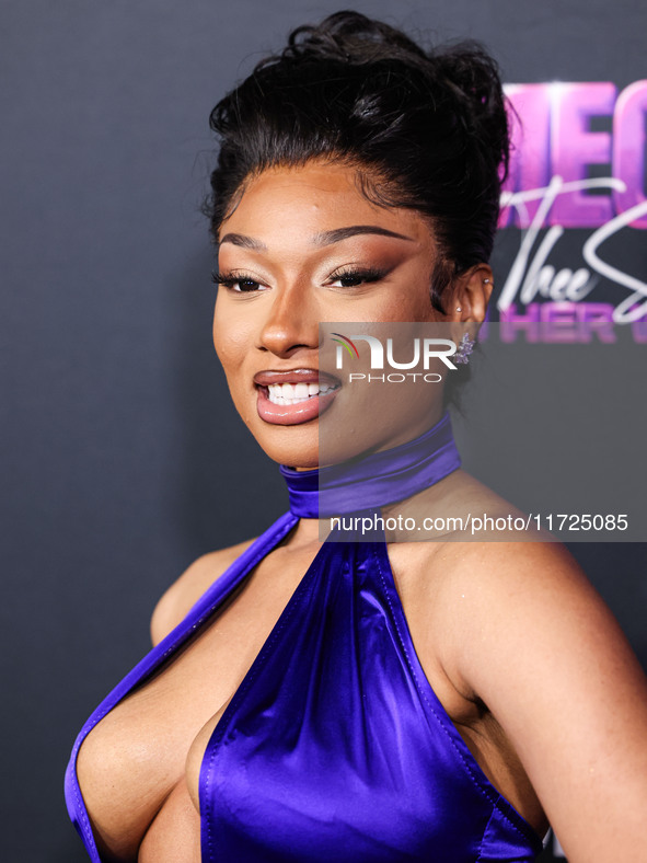 Megan Thee Stallion (Megan Jovon Ruth Pete) arrives at the Los Angeles Premiere Of Amazon Prime Video's 'Megan Thee Stallion: In Her Words'...