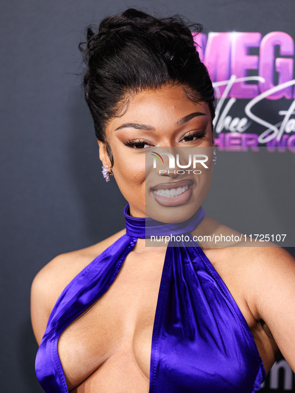 Megan Thee Stallion (Megan Jovon Ruth Pete) arrives at the Los Angeles Premiere Of Amazon Prime Video's 'Megan Thee Stallion: In Her Words'...