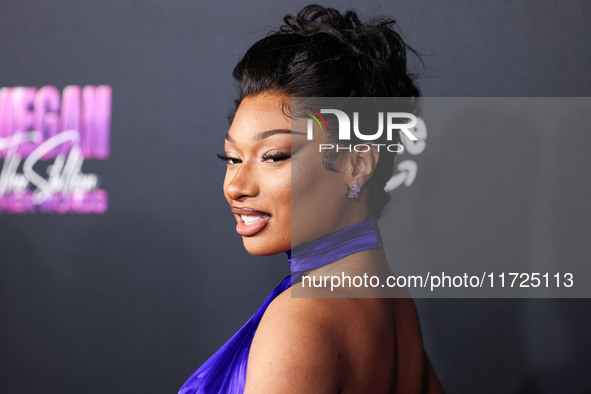 Megan Thee Stallion (Megan Jovon Ruth Pete) arrives at the Los Angeles Premiere Of Amazon Prime Video's 'Megan Thee Stallion: In Her Words'...