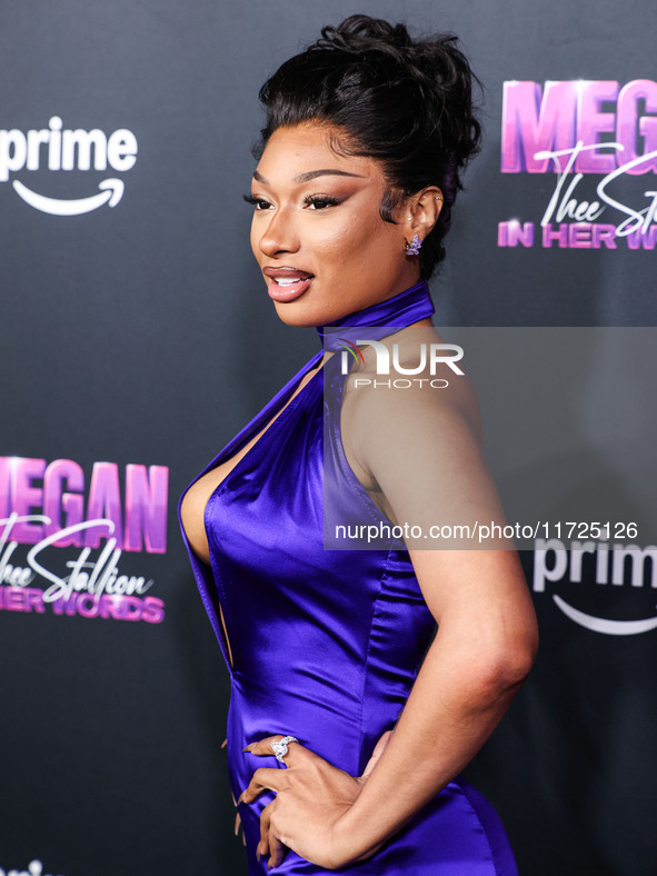 Megan Thee Stallion (Megan Jovon Ruth Pete) arrives at the Los Angeles Premiere Of Amazon Prime Video's 'Megan Thee Stallion: In Her Words'...